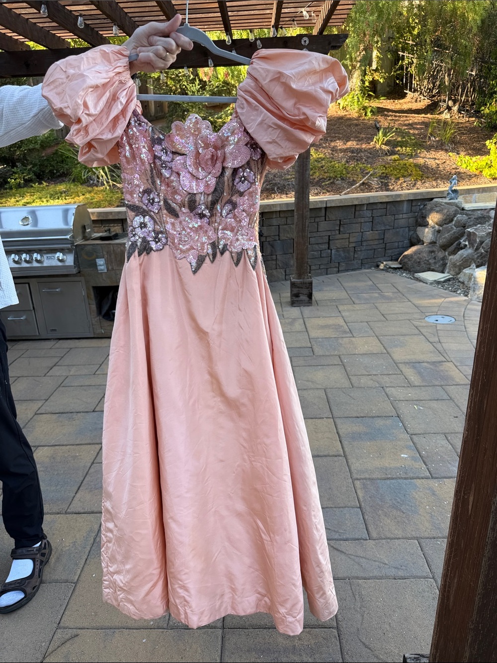 Vintage Bob Mackie I. Magnin Silk Sequined Prom Gown Peach Pink Size 2 - Picture 2 of 12